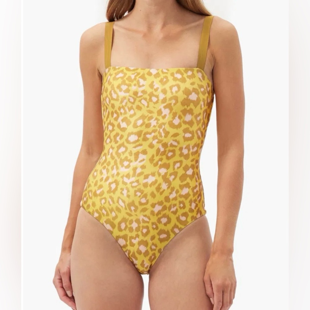 ZIMMERMAN Carnaby Square Neck Leopard Print Swimsuit - Picture 1 of 11
